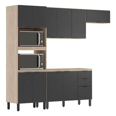 Cozinha Modulada Firenze Fmt004 Avena Touch Grafito - Demóbile