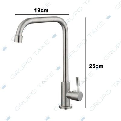 Torneira Inox Escovado De Bancada Mesa Cuba Para Cozinha Bica Alta