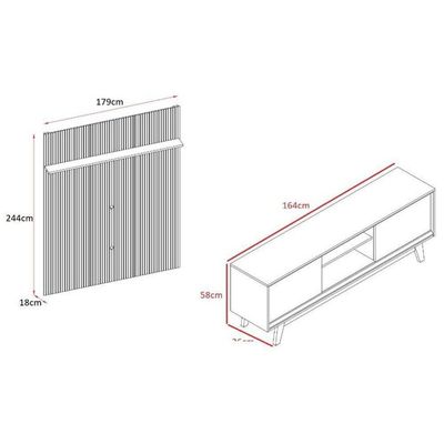 Composição Milo Bancada E Painel Para 65 Polegadas Com Portas - Madetec Cinamomo Off White