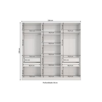 Guarda-roupa Closet 4 Gavetas Kapperberg Adapt Branco 237cm
