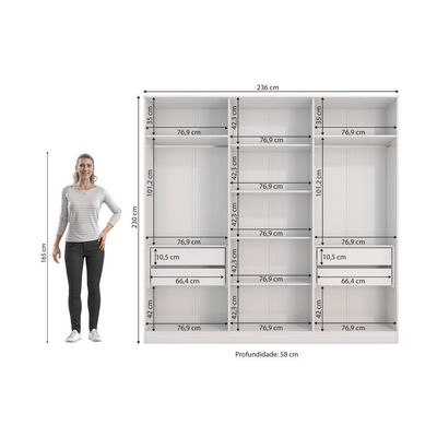 Guarda-roupa Closet 4 Gavetas Kapperberg Adapt Branco 237cm