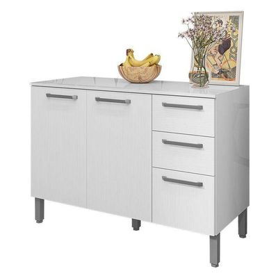 Balcão De Pia Ambiente Mad Versalhes 120 Cm Com Tampo Branco Supremo - Kits Paraná