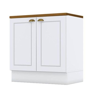 Balcão 2 Portas 80 Cm Americana Branco Com Tampo Para Cooktop Nature – Henn