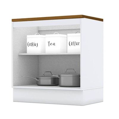 Balcão 2 Portas 80 Cm Americana Branco Com Tampo Para Cooktop Nature – Henn