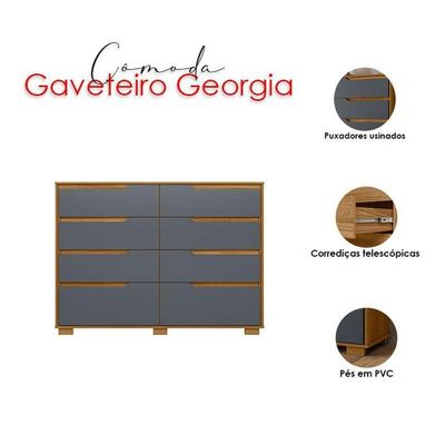 Guarda Roupa Solteiro Eldorado E Cômoda Georgia Freijó Cinza - Moval