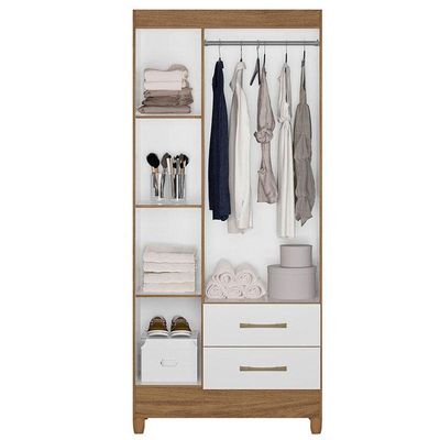 Guarda Roupa Solteiro Ambiente Lima 3 Portas Naturale Branco - Moval