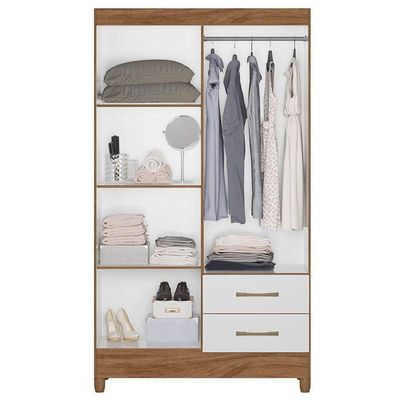 Guarda Roupa Solteiro Ambiente Chile 4 Portas Naturale Branco - Moval