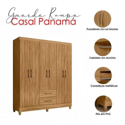 Guarda Roupa Casal Ambiente Panamá 6 Portas Freijó - Moval
