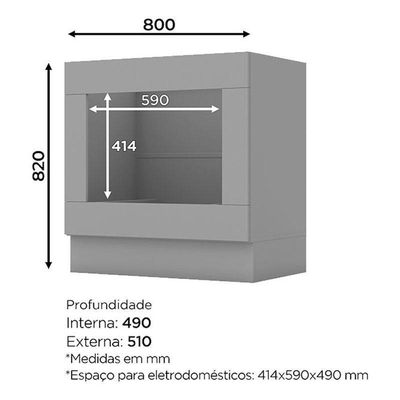 Balcão Forno De Embutir 80cm Americana Cinza – Henn