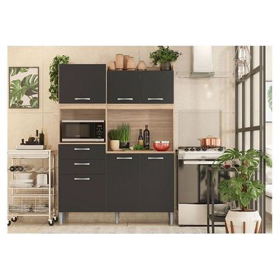 Kit Para Cozinha Harmonia Avena Grafito - Demóbile