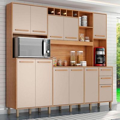 Kit Cozinha Compacta Petra Cinamomo Off White - Valdemóveis