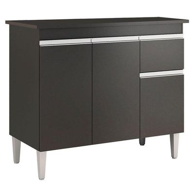 Balcão De Cozinha Ambiente Tatiane Com Tampo 100cm Preto Fosco - Ajl