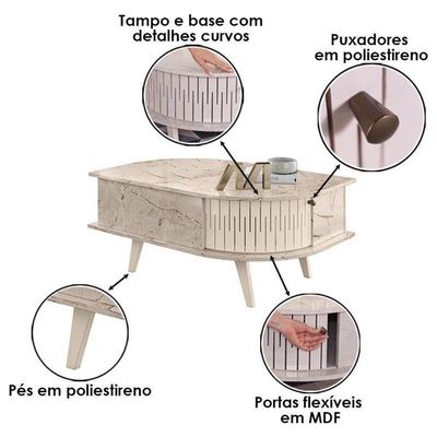 Mesa De Centro Indianápolis Calacata Off White – Madetec