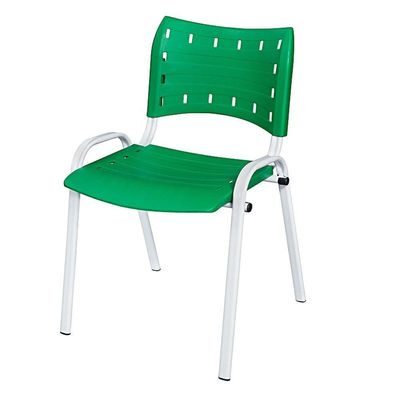 Cadeira Iso Base Branco Escola, Escritório Verde Kit 12 Un