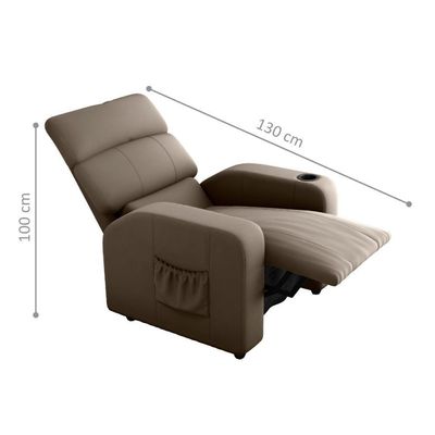 Poltrona Reclinável Para Sala Hull Veludo Cappuccino