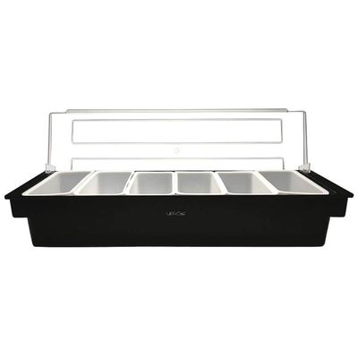 Porta Condimentos Profissional 6 Divisórias Weck Preto Cozin