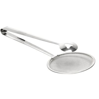 Escumadeira Com Pegador Para Fritura Inox 28cm Lyor Cozinha Multiuso Pastel Batata Frita