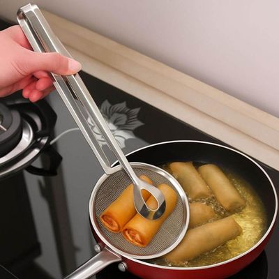 Escumadeira Com Pegador Para Fritura Inox 28cm Lyor Cozinha Multiuso Pastel Batata Frita