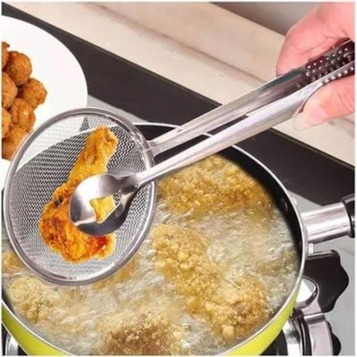 Escumadeira Com Pegador Para Fritura Inox 28cm Lyor Cozinha Multiuso Pastel Batata Frita