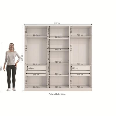 Guarda-roupa 6 Portas 4 Gavetas Kappesberg Adapt Branco