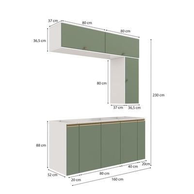 Conjunto Para Banheiro Kappesberg Celeste 7 Peças Branco/verde 160cm