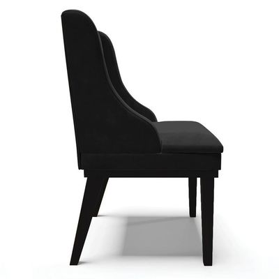 Kit 8 Cadeiras Estofadas Para Sala De Jantar Base Fixa De Madeira Preto Lia Suede Preto - Ibiza