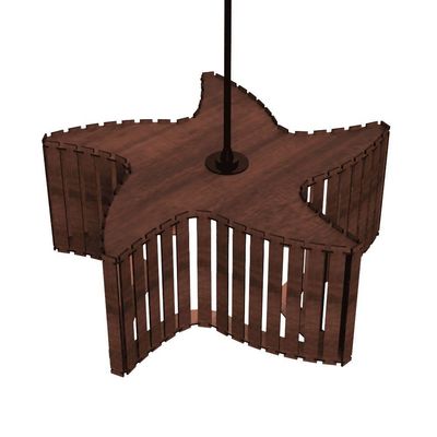 Luminária Pendente Estrela Do Mar Modelo Ripado - Marrom
