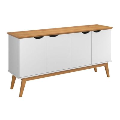 Buffet Com 4 Portas Capela Branco Acetinado Cinamomo