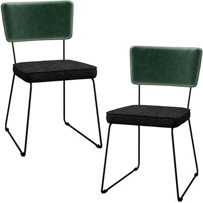 Kit 02 Cadeiras Decorativas Sala Jantar Allana L02 Facto Verde Musgo Linho Chumbo - Lyam Decor