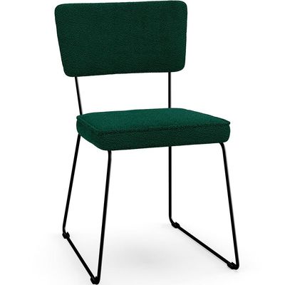 Kit 04 Cadeiras Decorativas Estofada Base De Aço Allana L02 Bouclê Verde - Lyam Decor