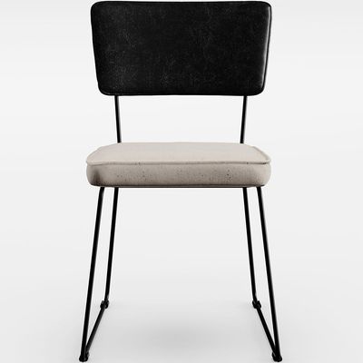 Cadeira Decorativa Estofada Sala De Jantar Allana L02 Couríssimo Preto Linho Cru - Lyam Decor