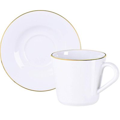 Jogo de Jantar 20 Peças Tramontina Elisa Porcelana Filete Dourado 4 Pessoas Mesa