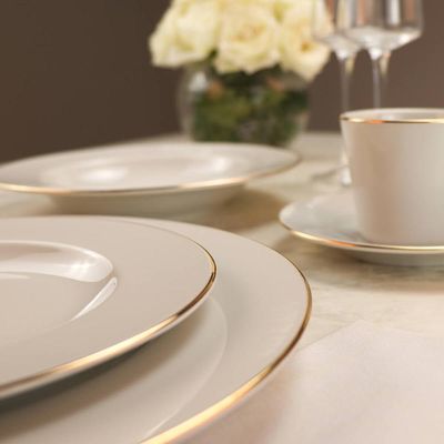 Jogo de Jantar 20 Peças Tramontina Elisa Porcelana Filete Dourado 4 Pessoas Mesa