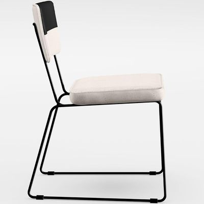Cadeira Estofada Para Sala De Jantar Allana L02 Faixa Corano Preto Linho Cru - Lyam Decor