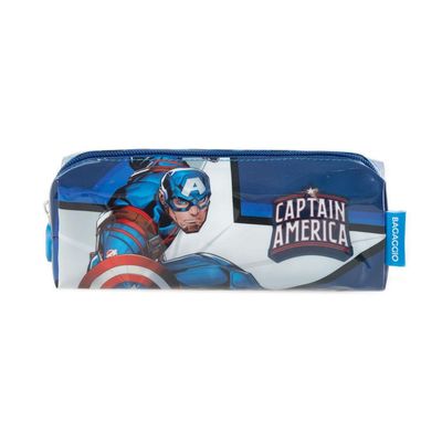 Estojo Escolar Masculino Marvel Capitão América Azul U / Azul