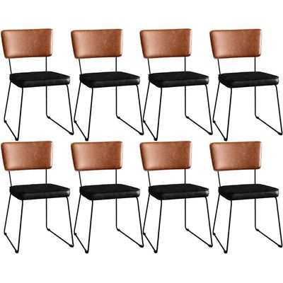 Kit 08 Cadeiras Decorativas Sala De Jantar Allana L02 Couríssimo Camel Couríssimo Preto - Lyam Decor