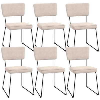 Kit 06 Cadeiras Decorativas Para Sala De Jantar Allana L02 Suede Bege - Lyam Decor