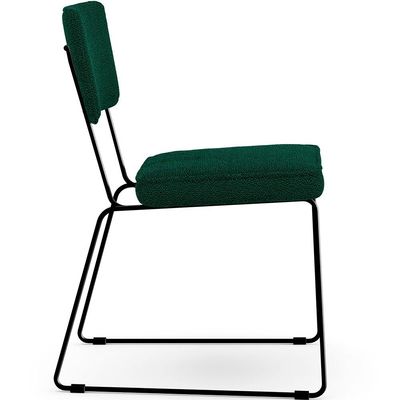 Cadeira Decorativa Estofada Para Sala De Jantar Base Em Aço Allana L02 Bouclê Verde - Lyam Decor
