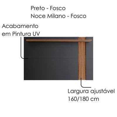 Painel Extensivel Tv 70 Polegadas 180 Cm Leme Colibri Preto Noce Milano