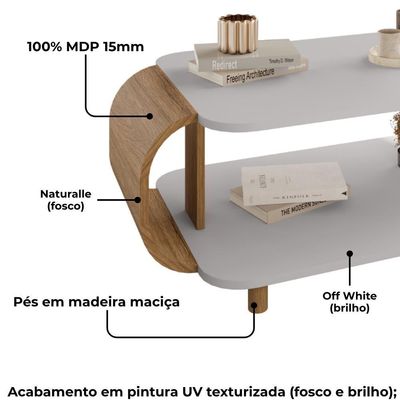 Mesa De Centro Organica Floripa 92 Cm Bechara Off White Naturalle