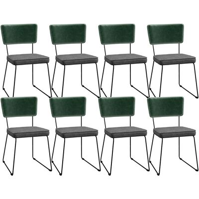 Kit 08 Cadeiras Decorativas Sala Jantar Allana L02 Facto Verde Musgo Linho Cinza Escuro - Lyam Decor