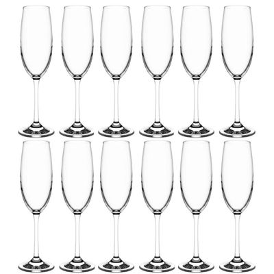 Kit 12 Taças de Champanhe 220ml Espumantes Cristal Copos Titânio Sense