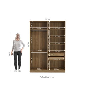 Guarda-roupa 4 Portas 2 Gavetas Kappesberg Adapt Nogueira