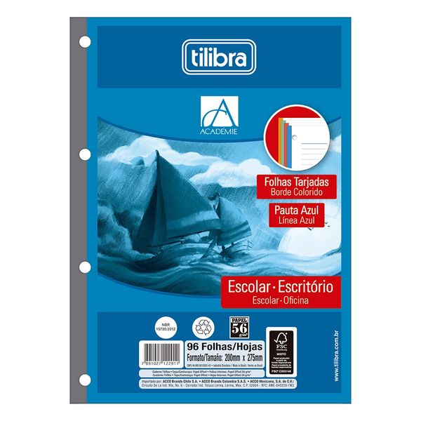 Refil para Fichário Tilibra Académie Colors 96 Folhas
