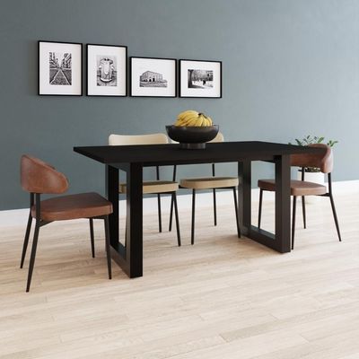 Mesa De Jantar Bronx R 160x90x77cm Brmj9160r Preto Tx - Est.preta Preto Tx/est.preta