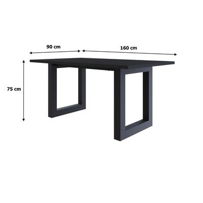 Mesa De Jantar Bronx R 160x90x77cm Brmj9160r Preto Tx - Est.preta Preto Tx/est.preta