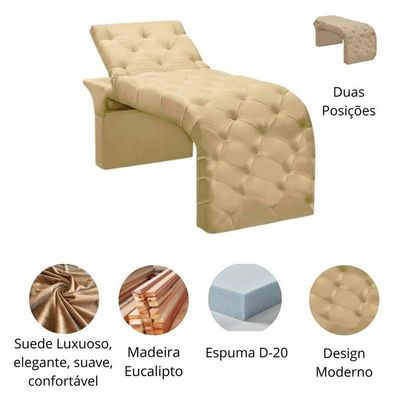 Maca Estofada Estética Cílios Regulável Spa Suede Maitê Bege