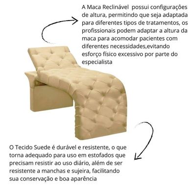 Maca Estofada Estética Cílios Regulável Spa Suede Maitê Bege