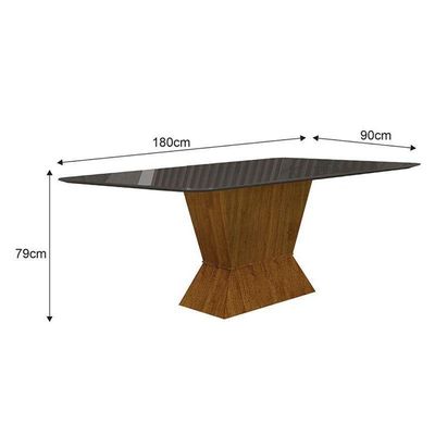 Mesa De Jantar Larissa 180x90 Freijó Chumbo - Leifer Móveis