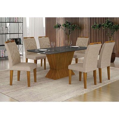 Mesa De Jantar Larissa 180x90 Freijó Chumbo - Leifer Móveis